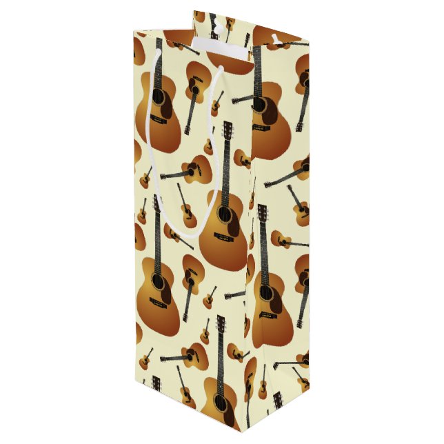 Acoustic Guitar Musician Music Teacher Wine Gift Bag (Back Angled)