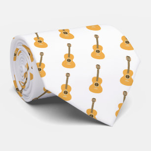 Acoustic Guitar Pattern Brown Musical Instrument Tie