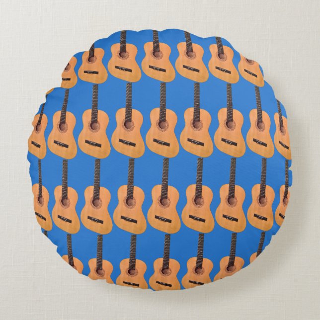 Acoustic Guitar Pattern Round Cushion (Front)