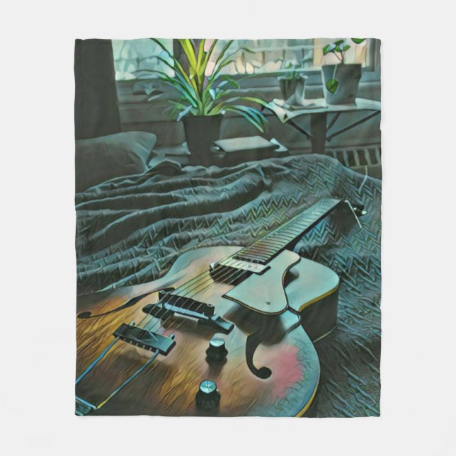 Acoustic guitar player fleece blanket (Front)