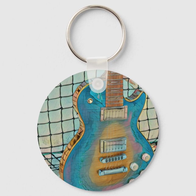 Acoustic guitar player gift key ring (Front)
