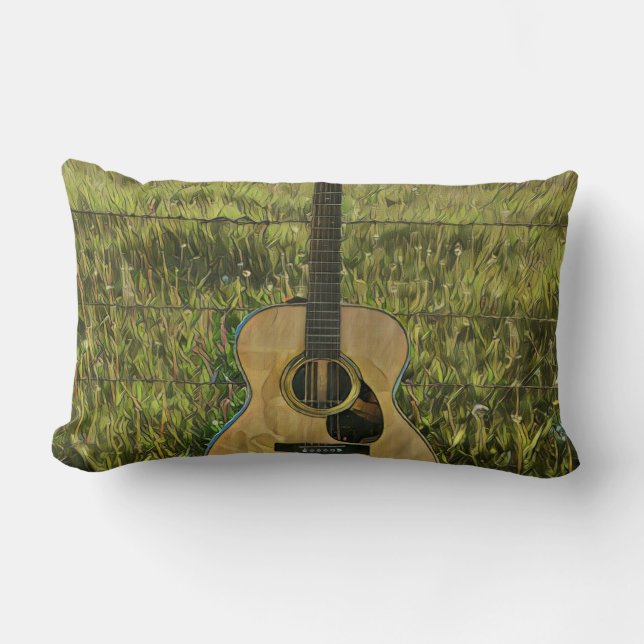 Acoustic guitar player gift lumbar cushion (Front)