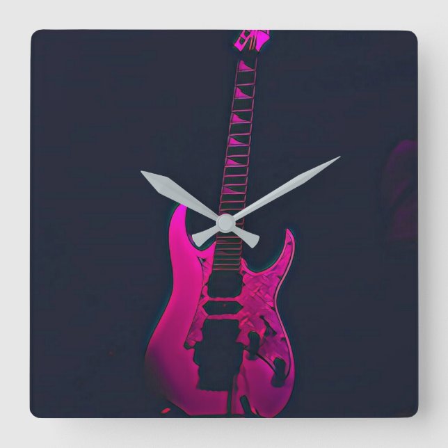 Acoustic guitar player gift square wall clock (Front)
