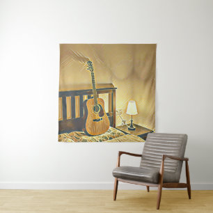 Acoustic guitar player gift tapestry