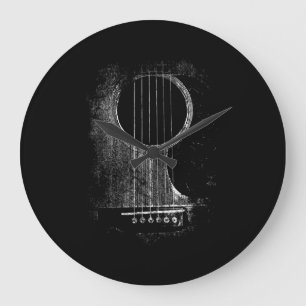 Acoustic Guitar Player Six String Rock & Roll Large Clock
