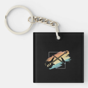 Acoustic Guitar Retro Music Player Musician Bass Key Ring