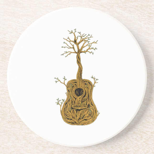 Acoustic Guitar Shirt Tree of Life Guitar Player G Coaster (Front)