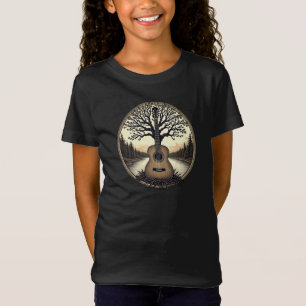 Acoustic Guitar Tree By The Lake Harmony in Nature T-Shirt