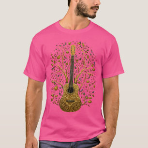 Acoustic Guitar Tree Guitarist Landscape Nature Mu T-Shirt