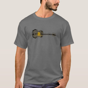 Acoustic Guitar Tree Landscape Sunset Art Music Lo T-Shirt