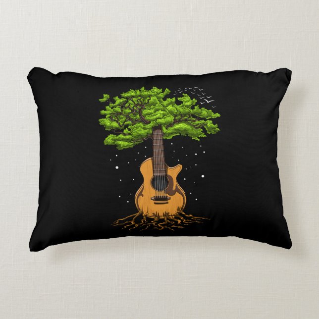 Acoustic Guitar Tree Of Life Decorative Cushion (Front)