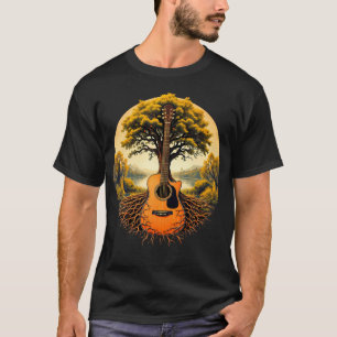 Acoustic Guitar Tree Of Life Lake Forest Nature G T-Shirt