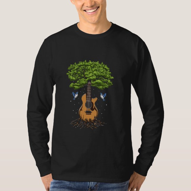 Acoustic Guitar Tree Of Life Nature Music Guitaris T-Shirt (Front)