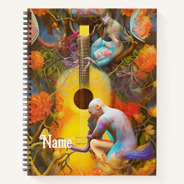 Acoustic Guitar Tree of Life with Man    Notebook (Front)