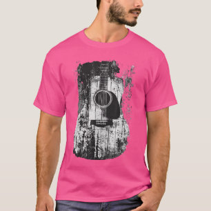 Acoustic Guitar Vintage Distressed Rock Roll Music T-Shirt