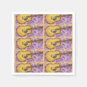 acoustic guitar with yellow patina Art Napkin