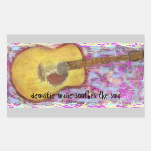 acoustic music soothes the soul rectangular sticker