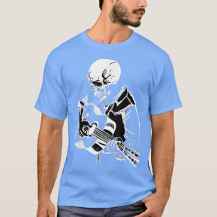Acoustic Rock Music  Skeleton Head Playing Guitar  T-Shirt