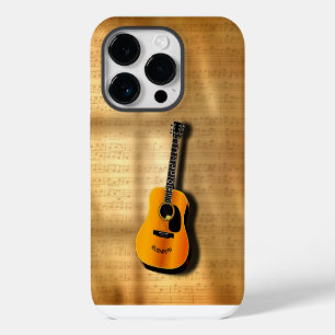 Acoustic Vintage Guitar With Musician Custom Name iPhone 14 Pro Case