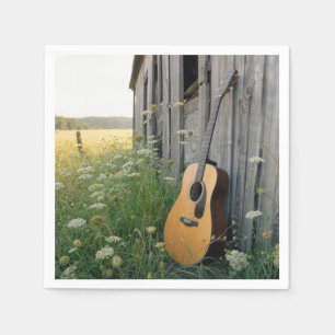 Acoustical Guitar Leaning on a Country Barn Napkin