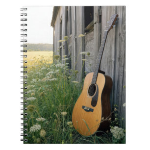 Acoustical Guitar Leaning on a Country Barn Notebook