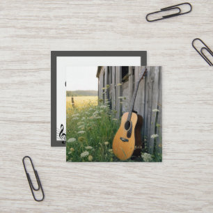 Acoustical Guitar Leaning on a Country Barn Square Business Card