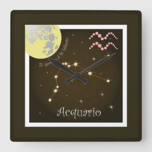 Acquario 21 gennaio al 18 febbraio square wall clock
