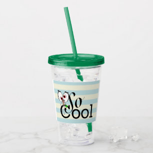 Acrlyic Tumber So Cool Blue Beige Stripe Acrylic Tumbler