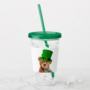 Acrlyic Tumber St. Patrick's Day Teddy Bear Acrylic Tumbler