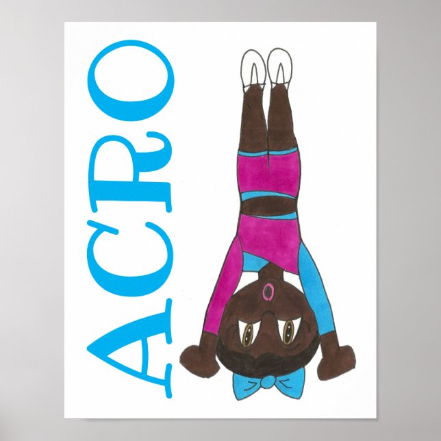 ACRO Acrobatics Dance School Studio Teacher Art Poster (Front)