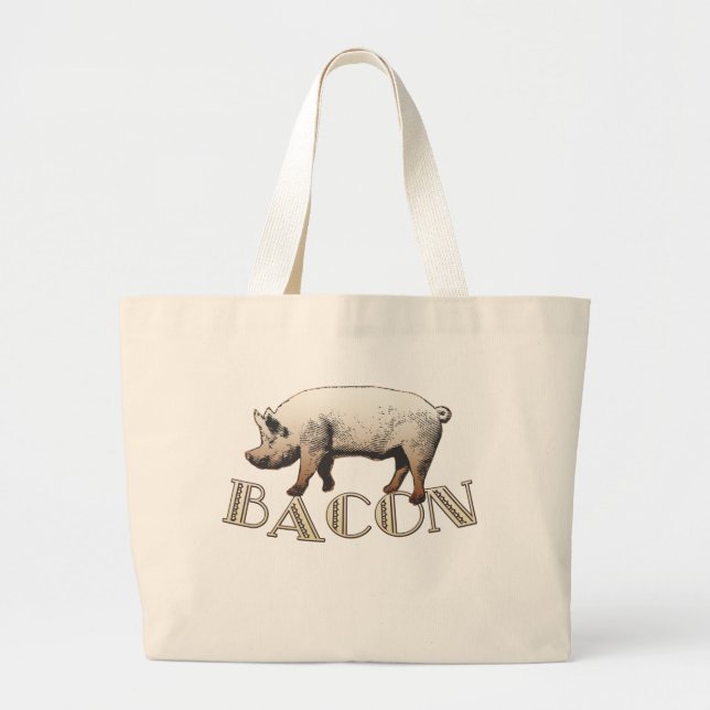Acrobat BACON Pig Large Tote Bag (Front)