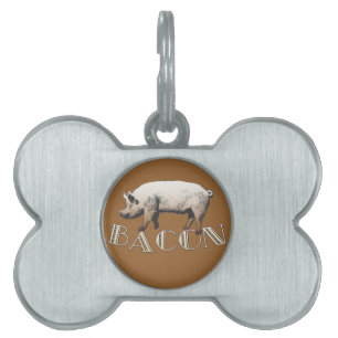 Acrobat BACON Pig Pet Name Tag