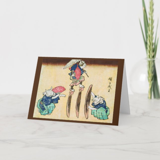 Acrobat Cat, Hiroshige, Ukiyo-e Card (Front)