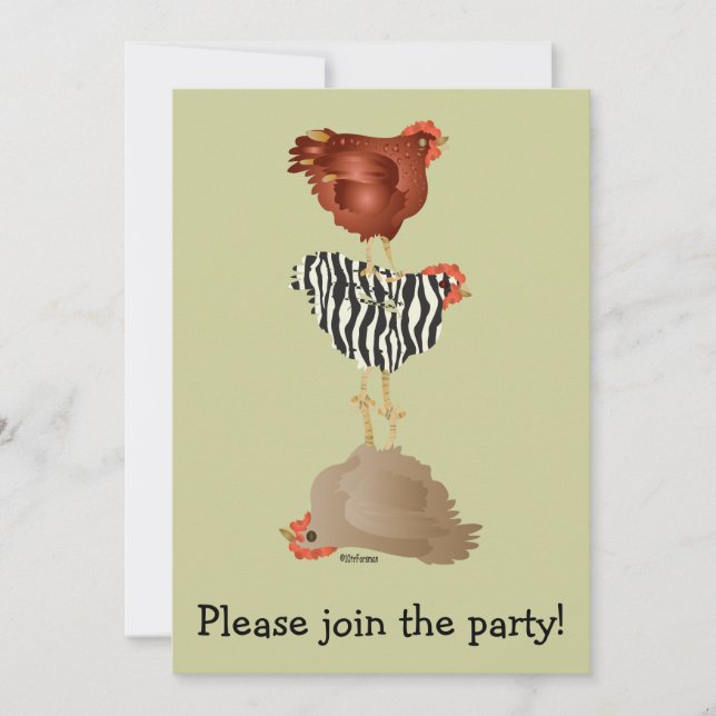 Acrobat chickens (hen party?) Invitation (Front)