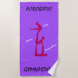 Acrobatic Gymnastics Beach Towel w/ Up To 3 Names