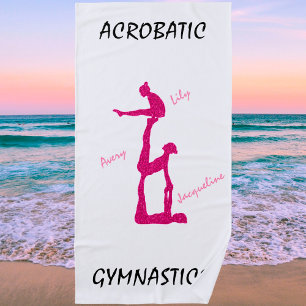 Acrobatic Gymnastics Beach Towel w/ Up To 3 Names