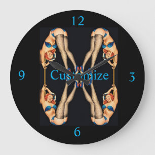 Acrobatic Vintage Pinups Thunder_Cove  Large Clock