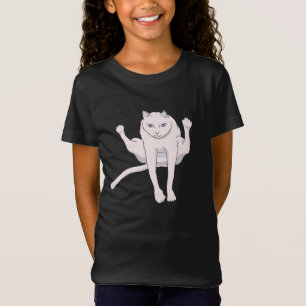 Acrobatically jumping white athlete cat T-Shirt