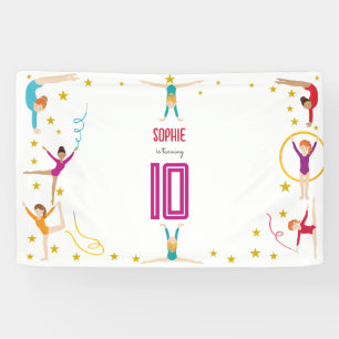 Acrobatics and gymnastics sport girl birthday banner