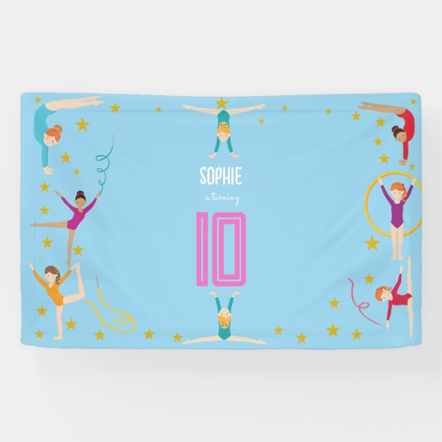 Acrobatics and gymnastics sport girl birthday banner (Horizontal)