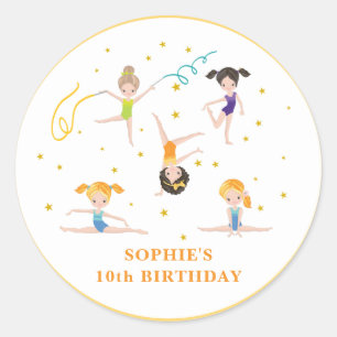 Acrobatics fun birthday kids  classic round sticker