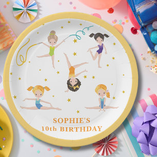 Acrobatics fun birthday kids paper plate