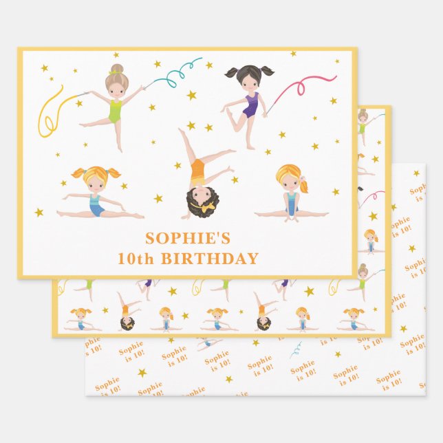 Acrobatics fun birthday kids  wrapping paper sheet (Set)
