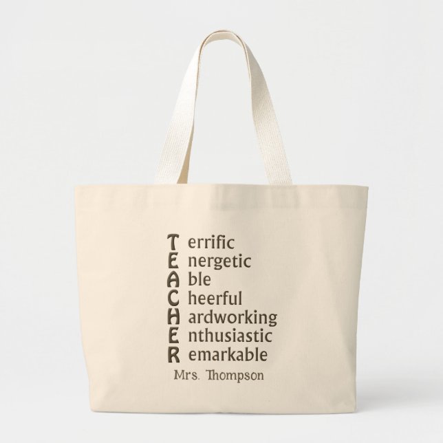 Acronym for Teachers Large Tote Bag (Front)