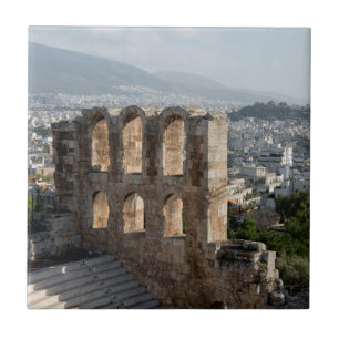 Acropolis Ancient ruins overlooking Athens Tile