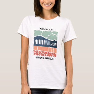 Acropolis Athens Greece abstract travel floral art T-Shirt