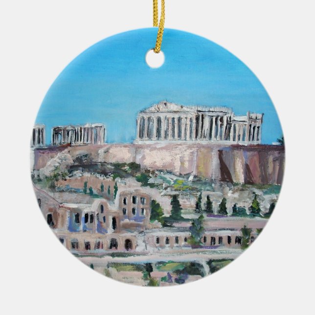 Acropolis, Greece Ceramic Tree Decoration (Front)