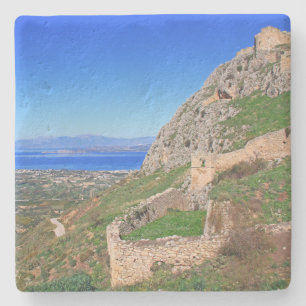 Acropolis in Corinth, Greece Square Coaster