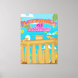 Acropolis of Athens Greece travel poster. Canvas Print