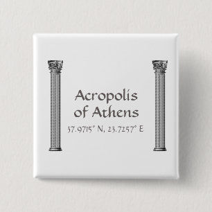 Acropolis of Athens Latitude Longitude 15 Cm Square Badge